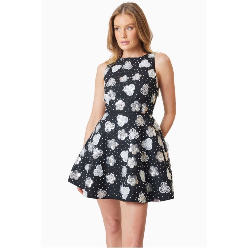 Elliatt Black and Silver Beaded Dress Jessamine